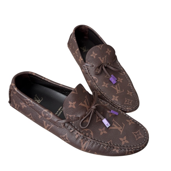 Louis Vuitton Men\'s Monogram Leather Driver Loafers Size 7LV Designer main image 12